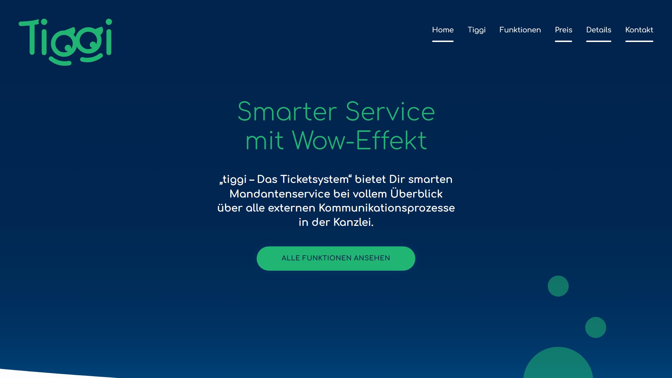 Startseite von tiggi.io